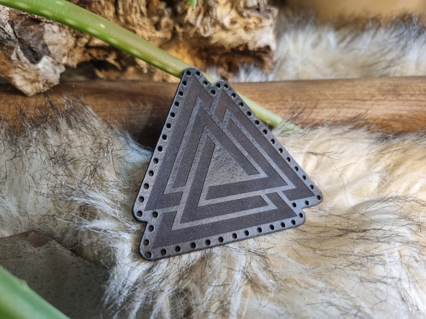 Valknut Nordic Pagan Handmade Leather Patch
