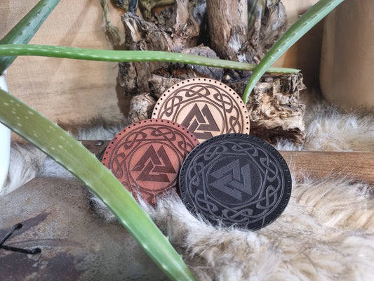 Valknut Weave Nordic Pagan Handmade Leather Patch