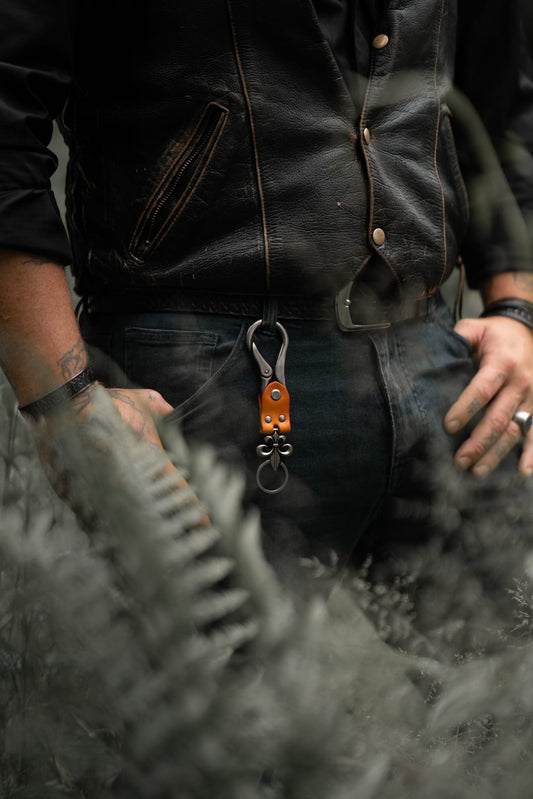 Fluer De Lis Heavy Duty Leather Keyring