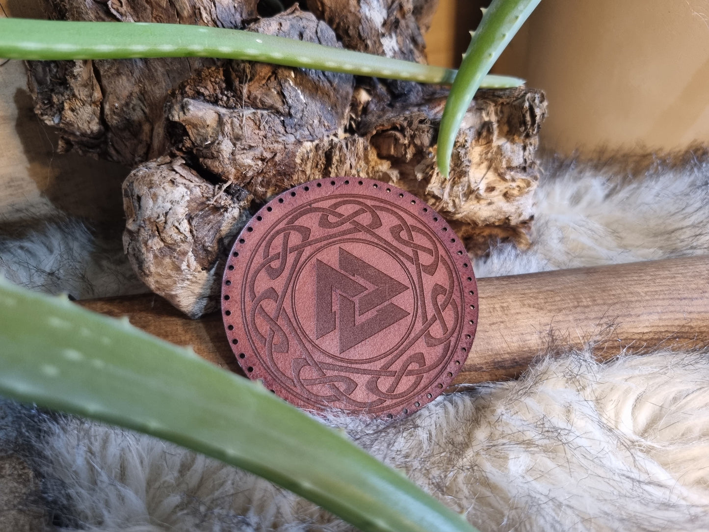 Valknut Weave Nordic Pagan Handmade Leather Patch