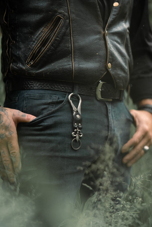 Fluer De Lis Heavy Duty Leather Keyring